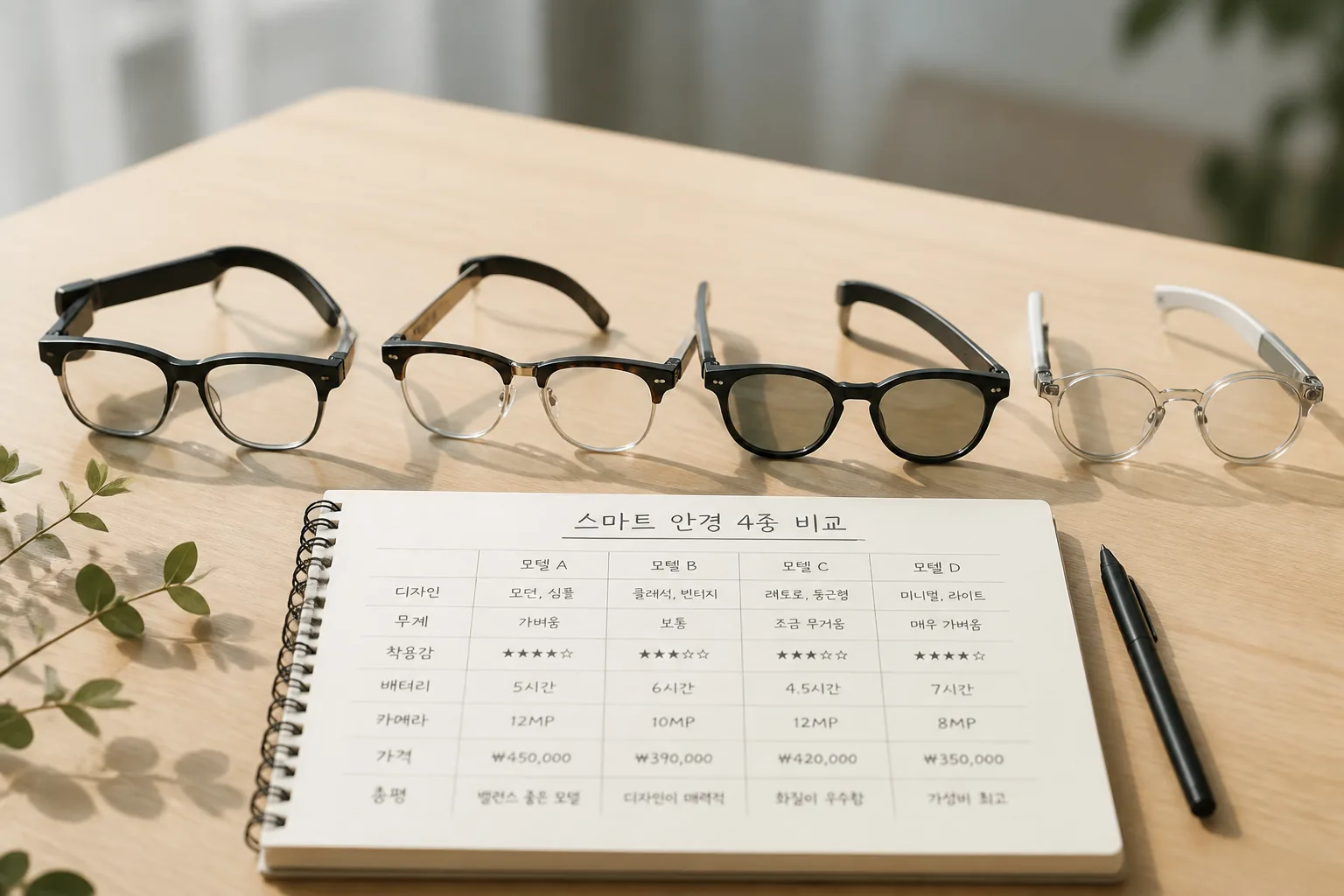 캡션 안경 4종 비교 장면