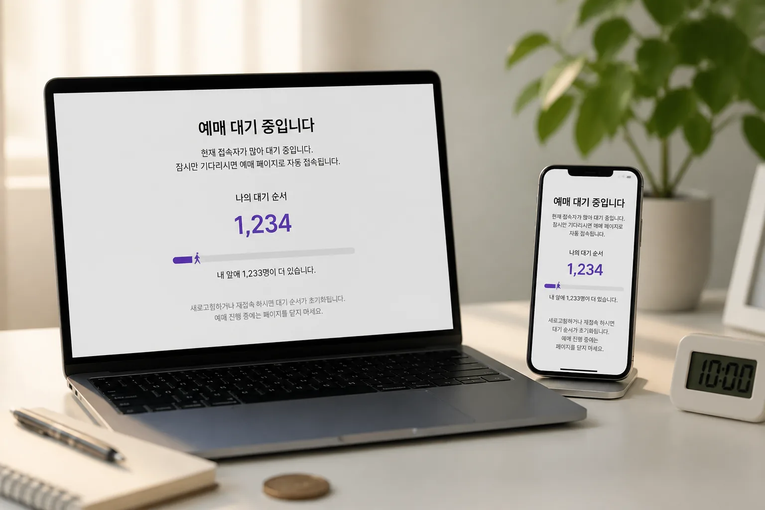 콘서트 티켓팅 준비 환경 예시