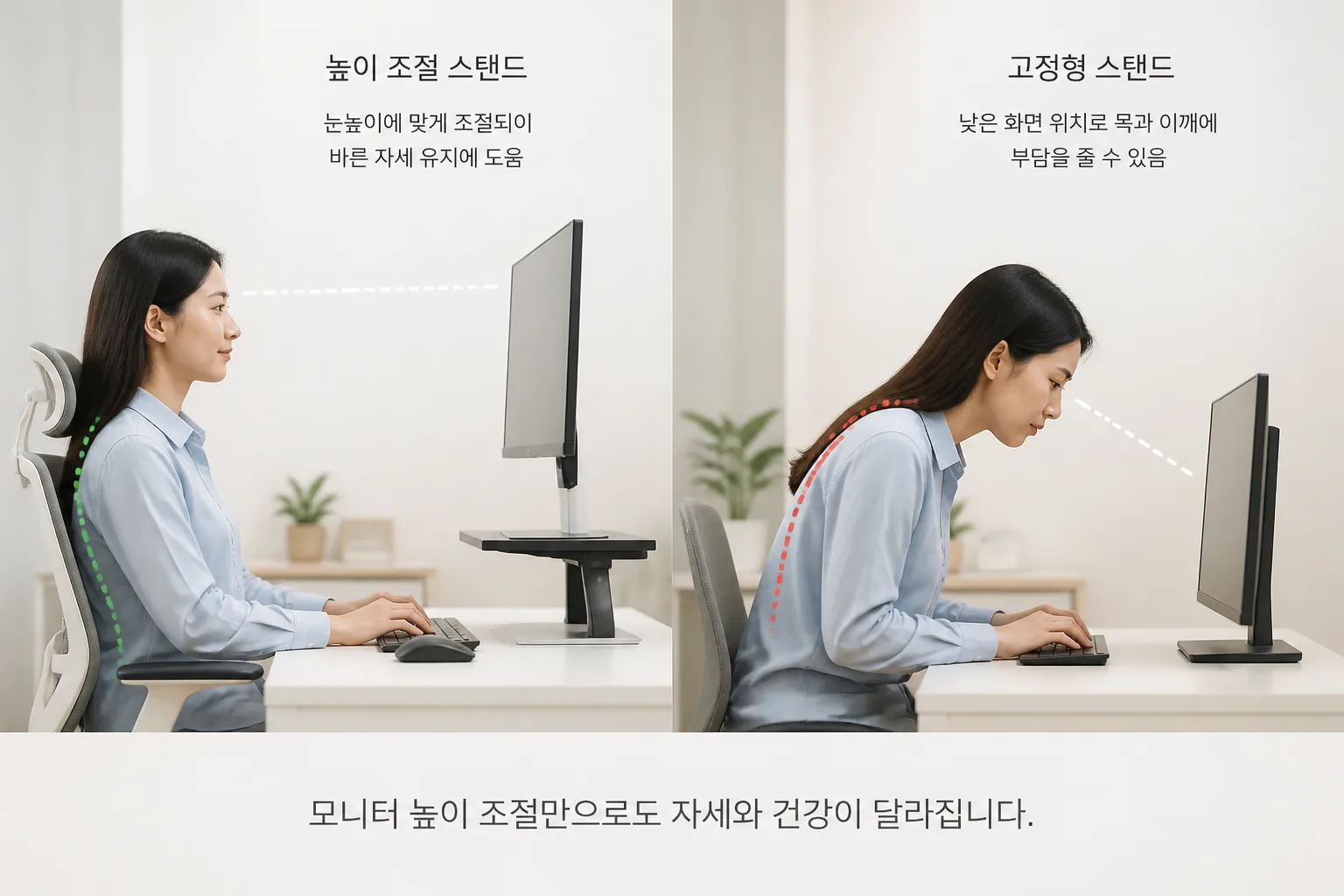모니터 스탠드 조절 비교