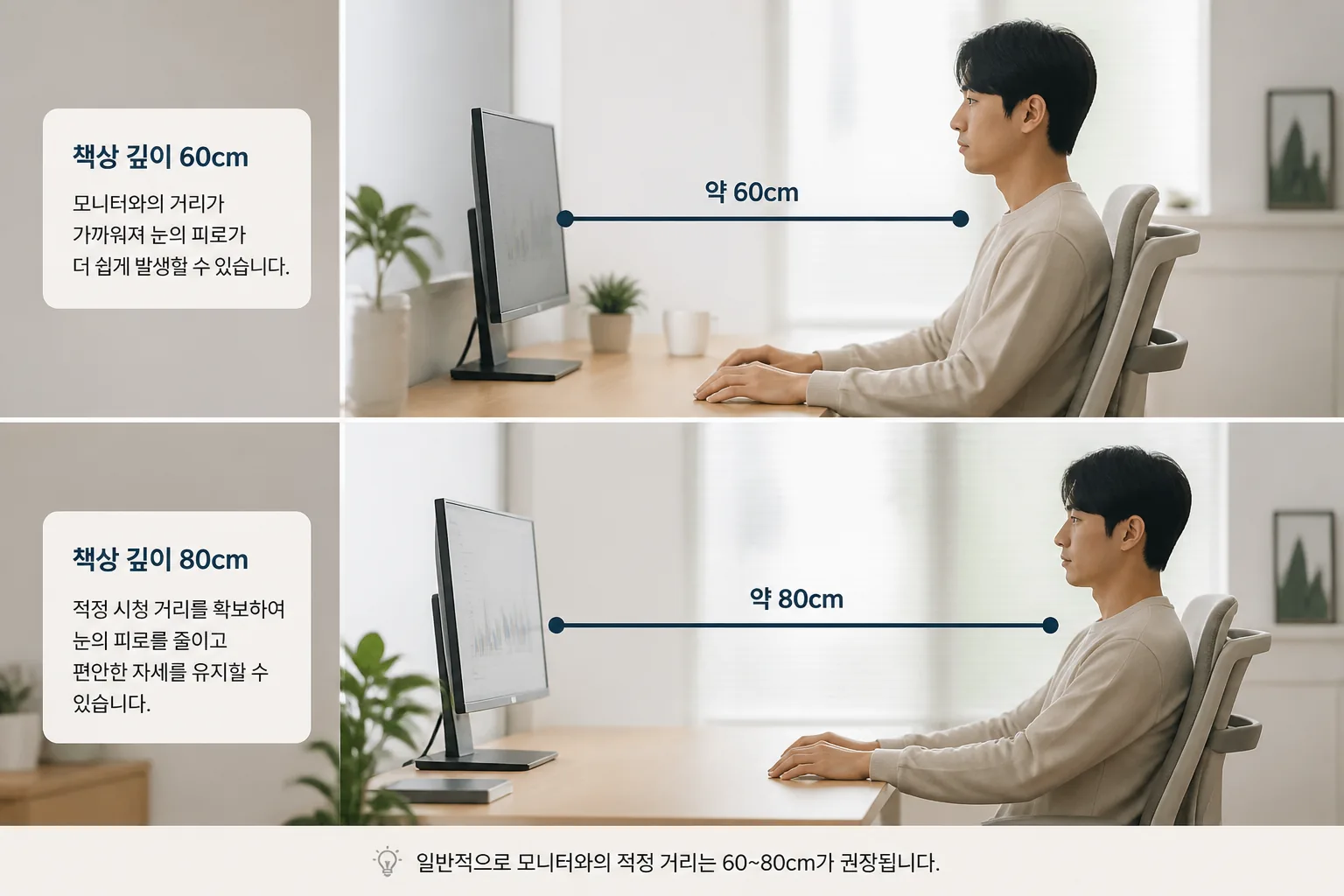 모니터 시청 거리 비교