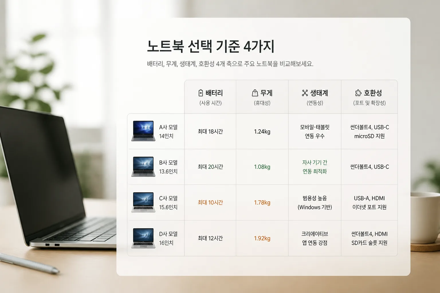 노트북 선택 기준 4가지