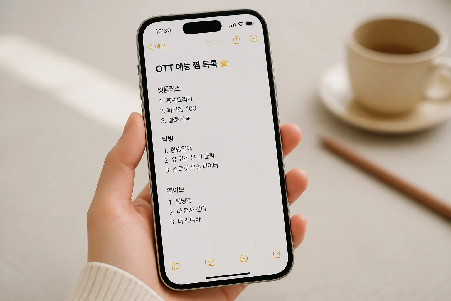OTT 예능 찜 목록 관리