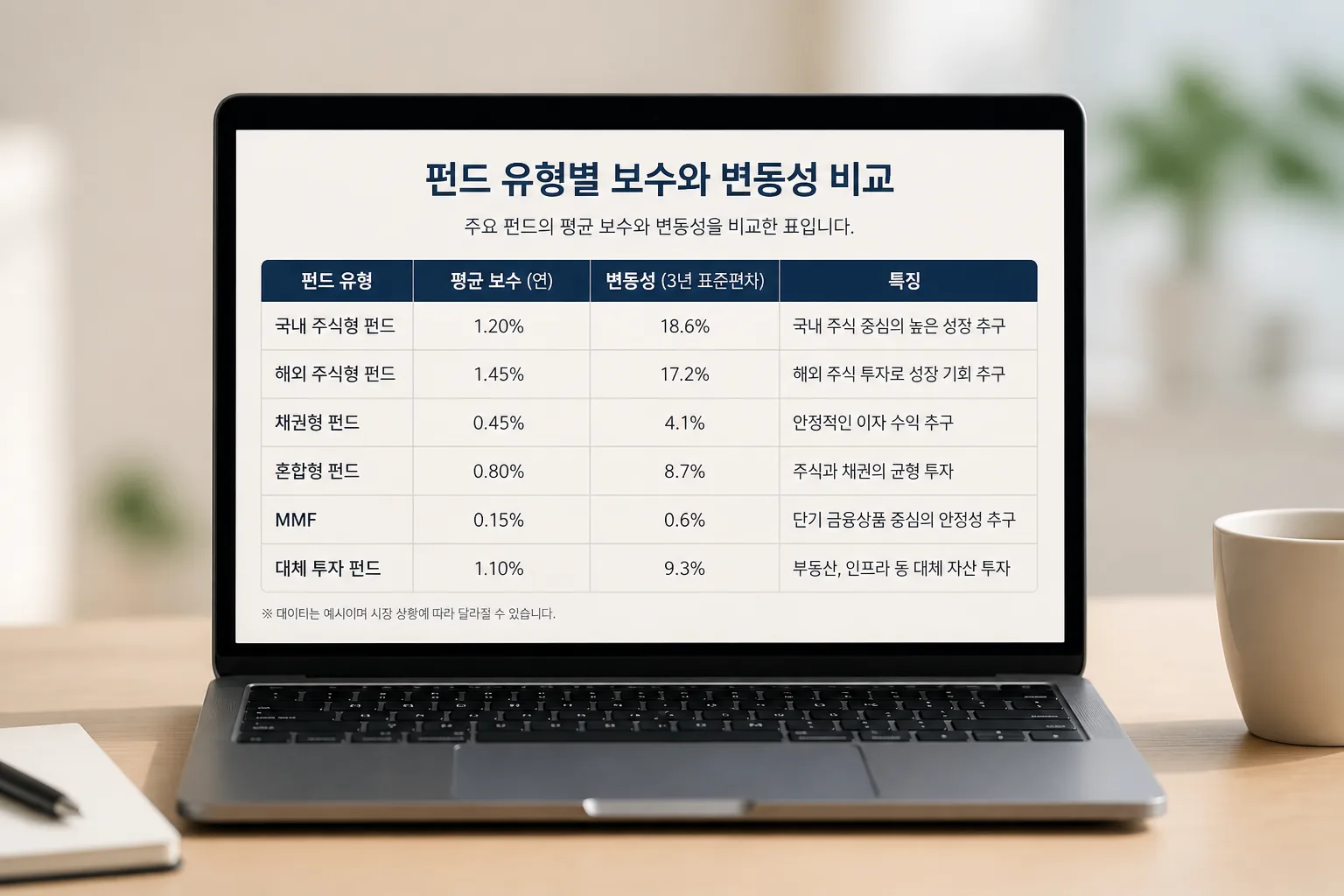 펀드 유형 비교표