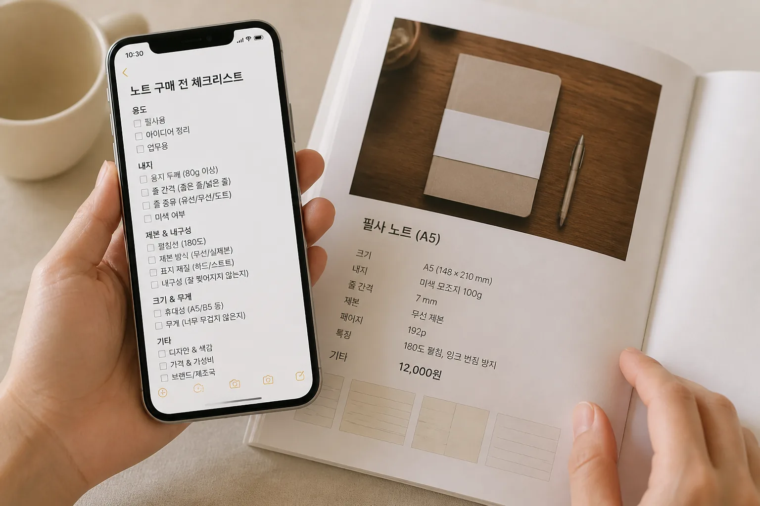 필사 노트 구매 체크리스트