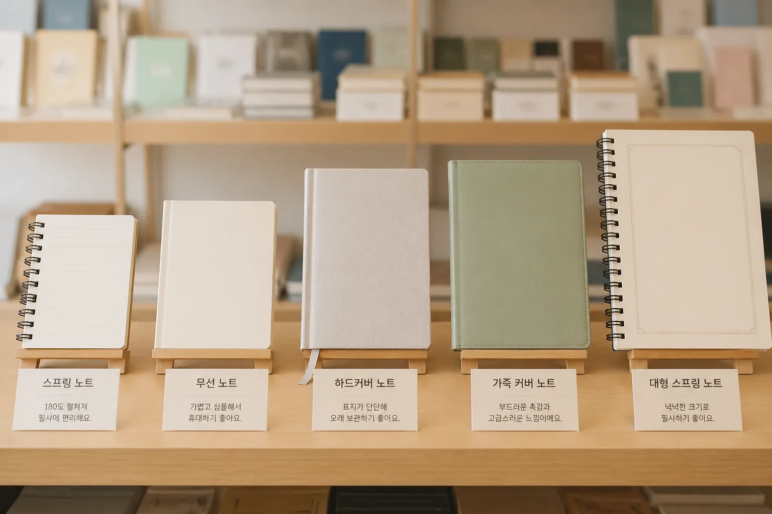 필사 노트 유형별 비교 진열