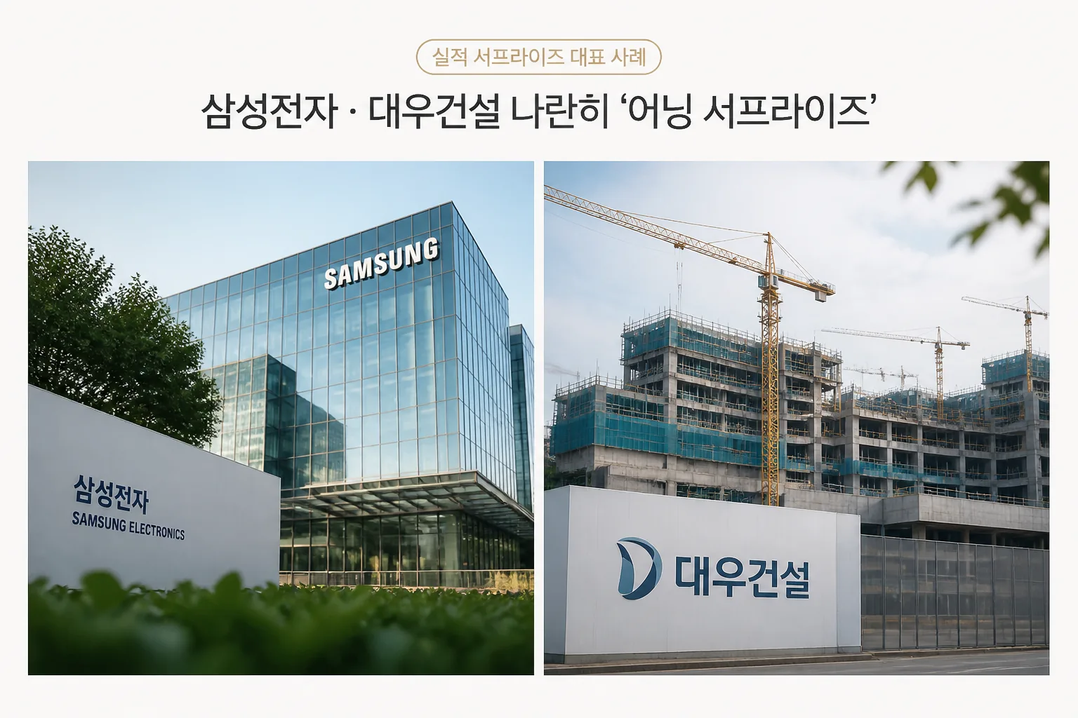 삼성전자와 대우건설 실적 서프라이즈 대표 사례