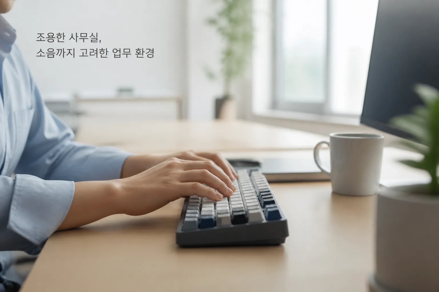 사무실 키보드 소음 고려 장면