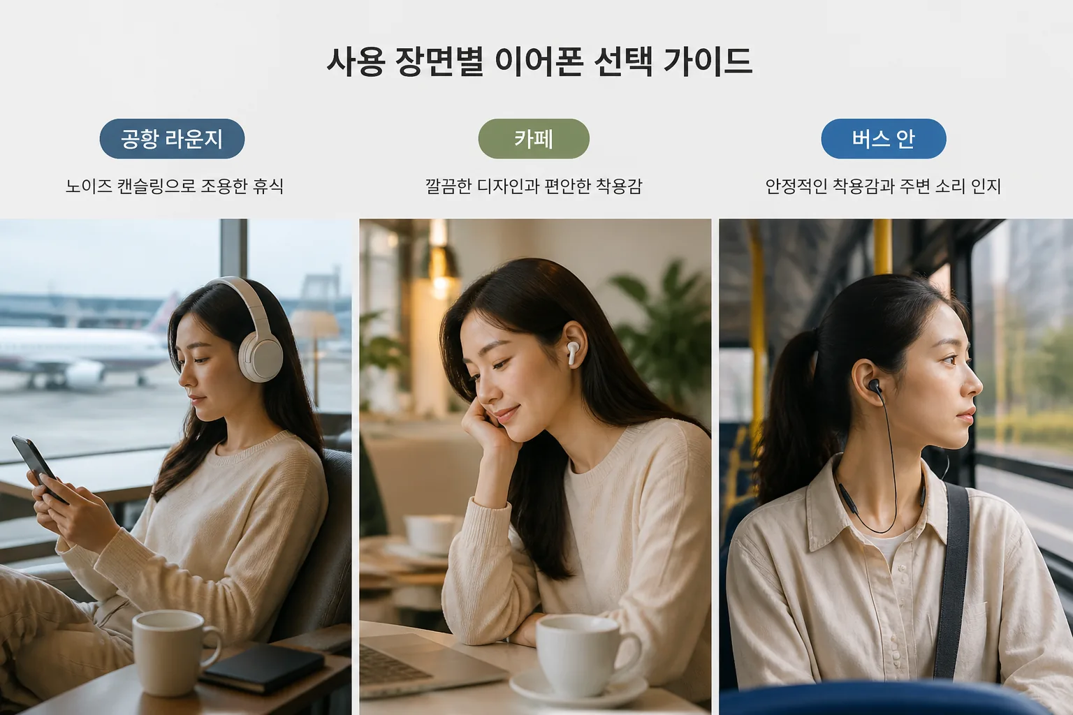 사용 장면별 이어폰 선택 가이드