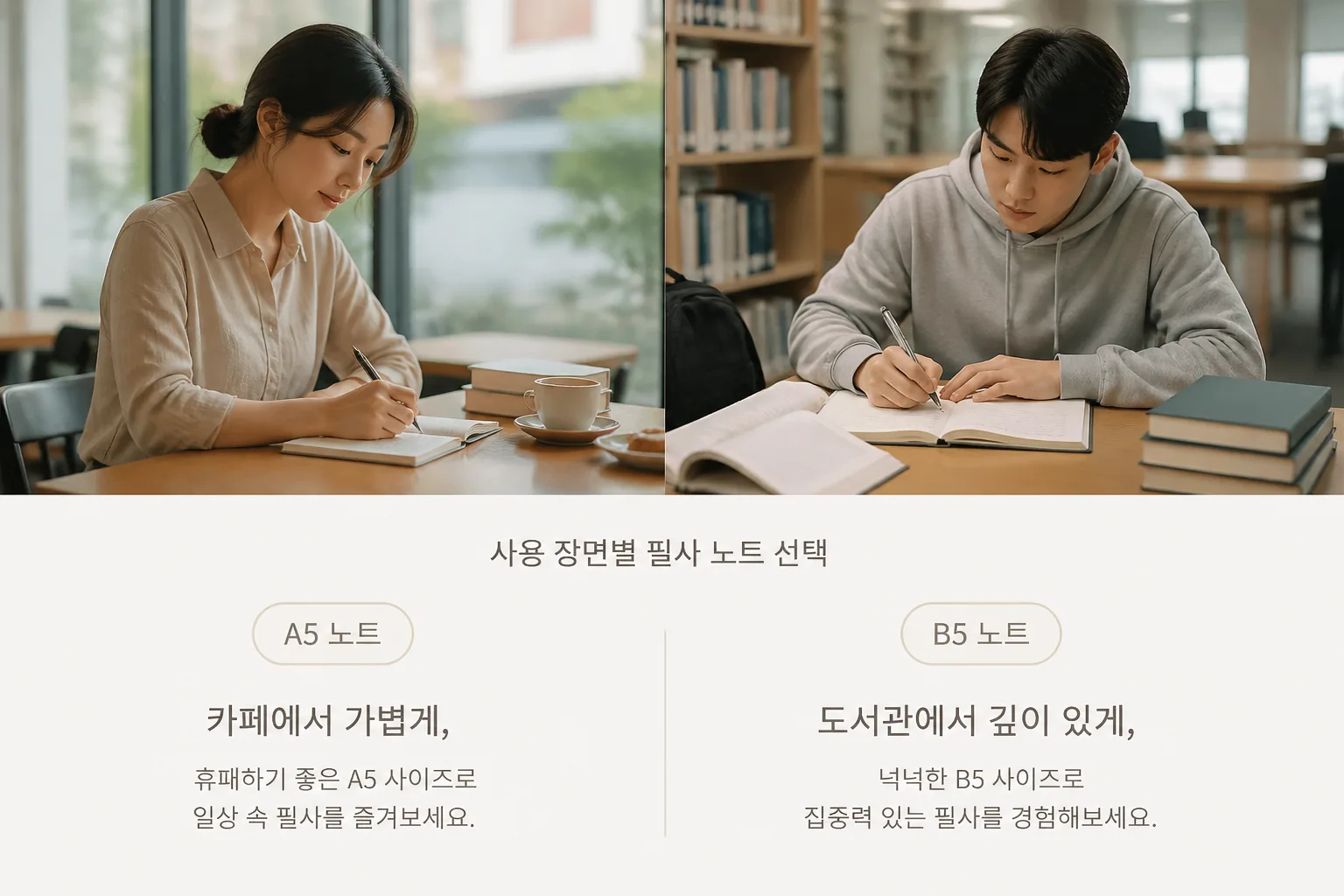 사용 장면별 필사 노트 선택