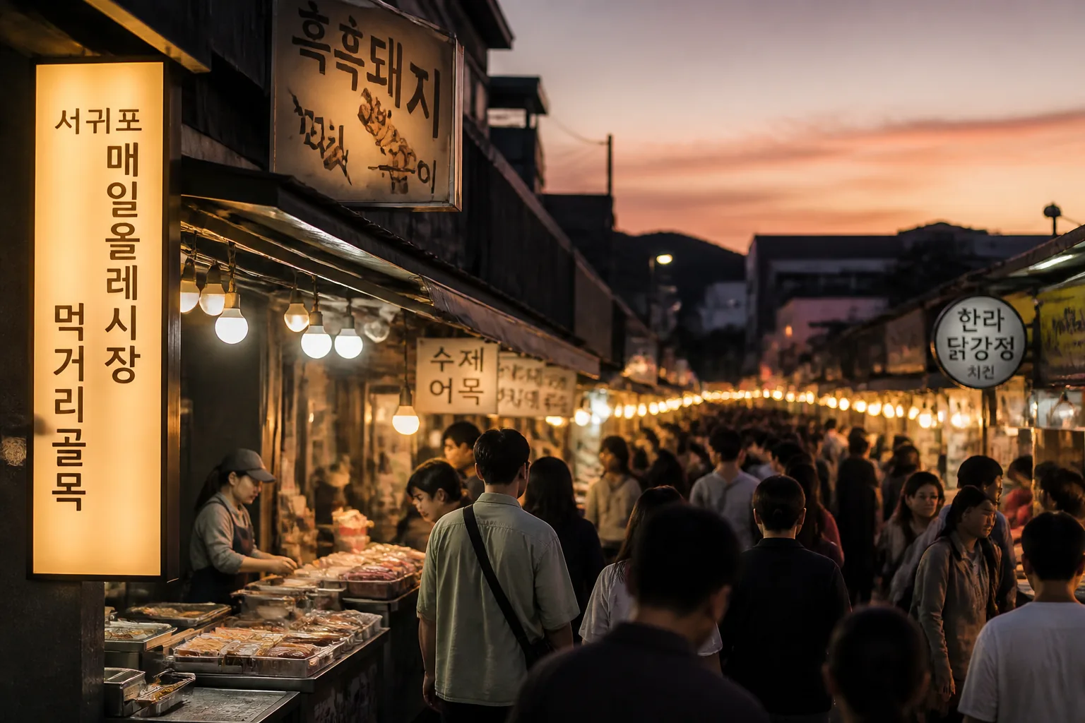 서귀포 올레시장 저녁 풍경