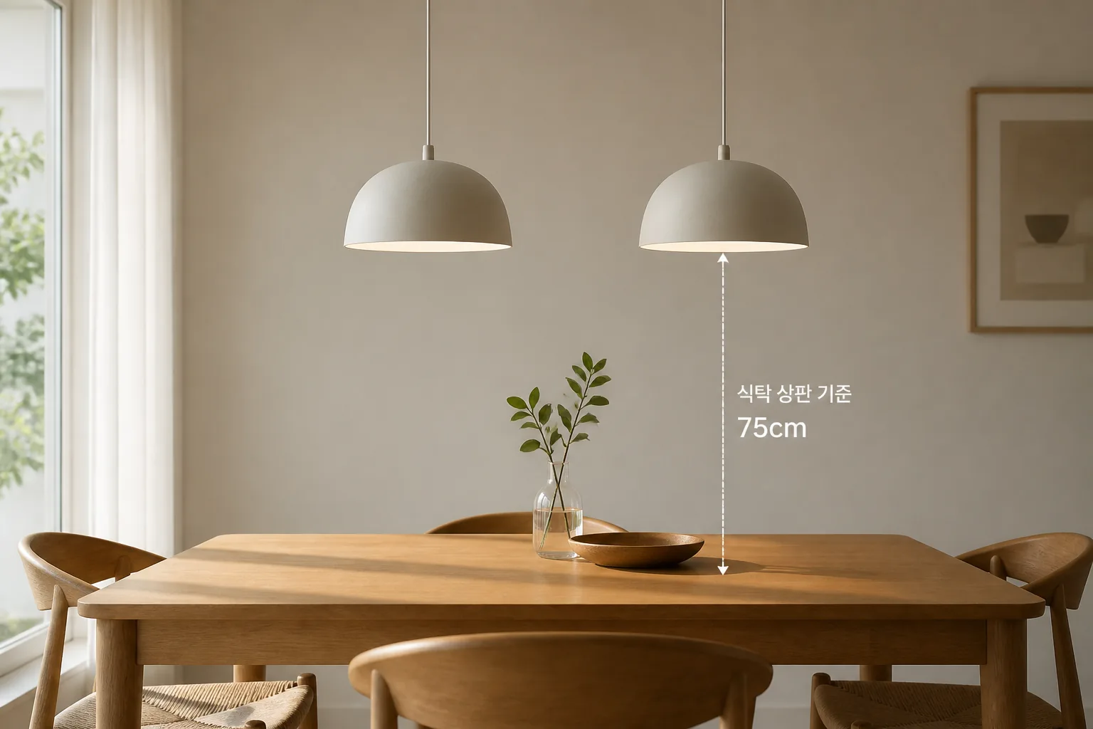 식탁 팬던트 설치 높이 예시