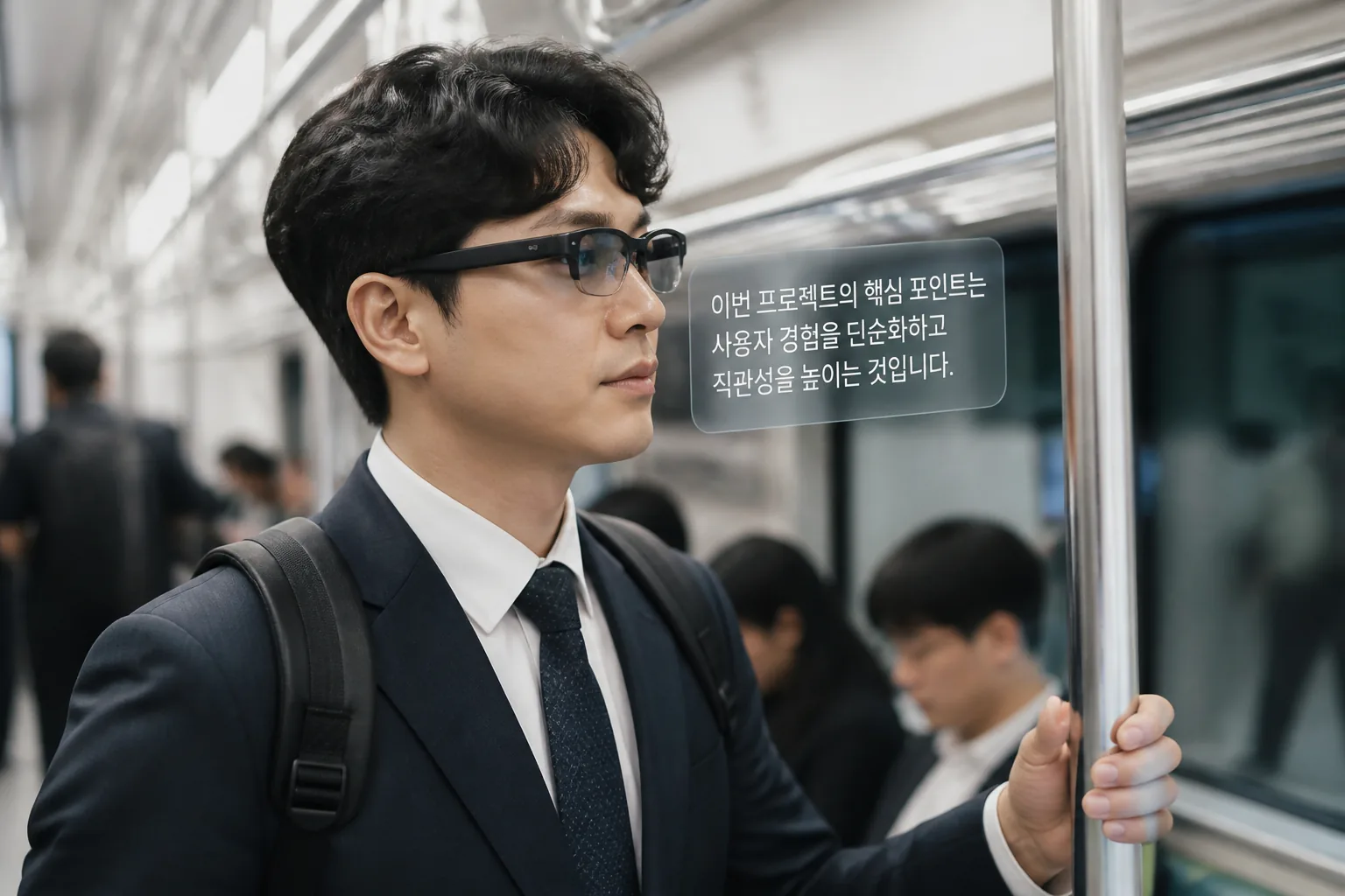 실시간 자막 스마트 안경 사용 장면