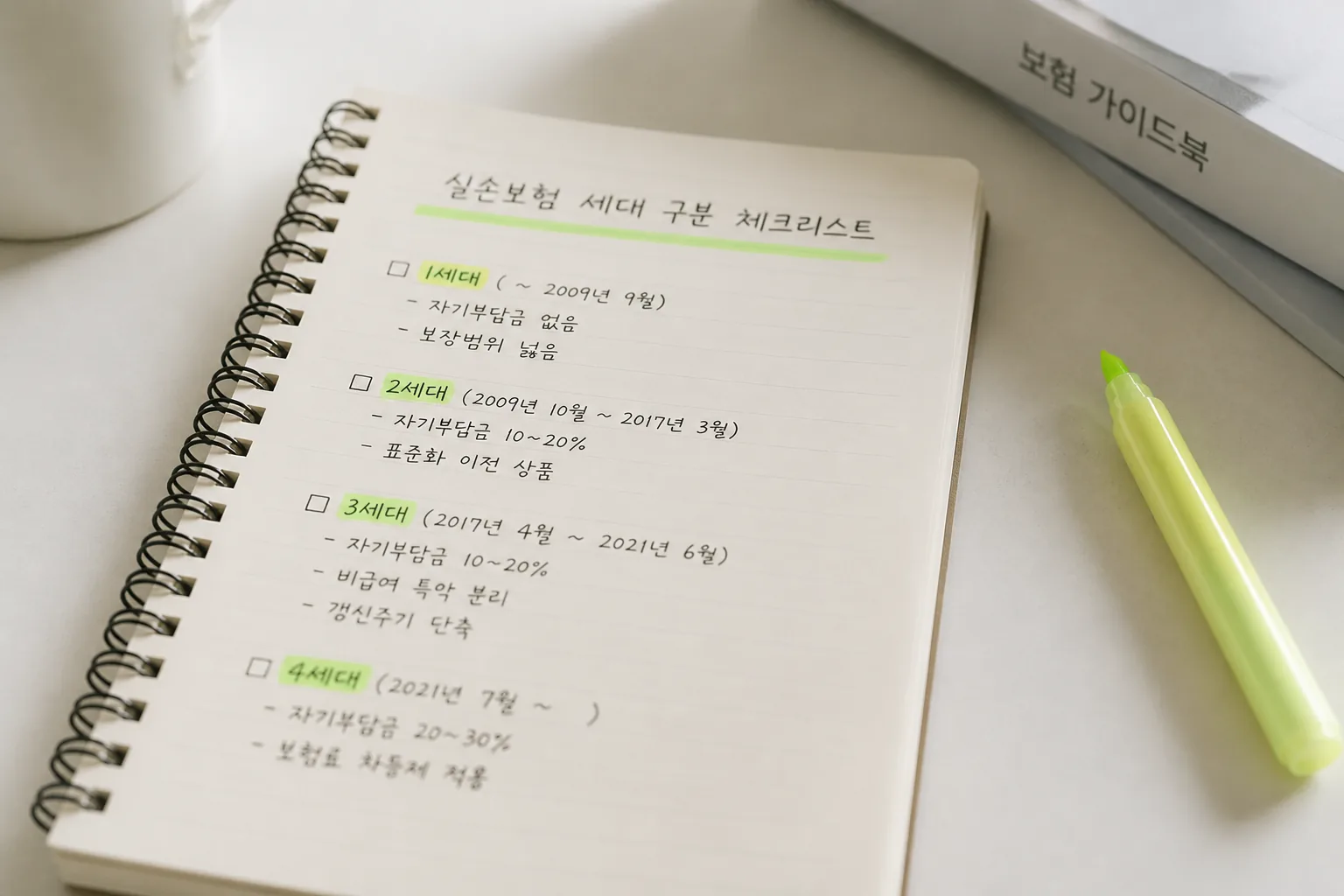 실손보험 세대 구분 체크리스트
