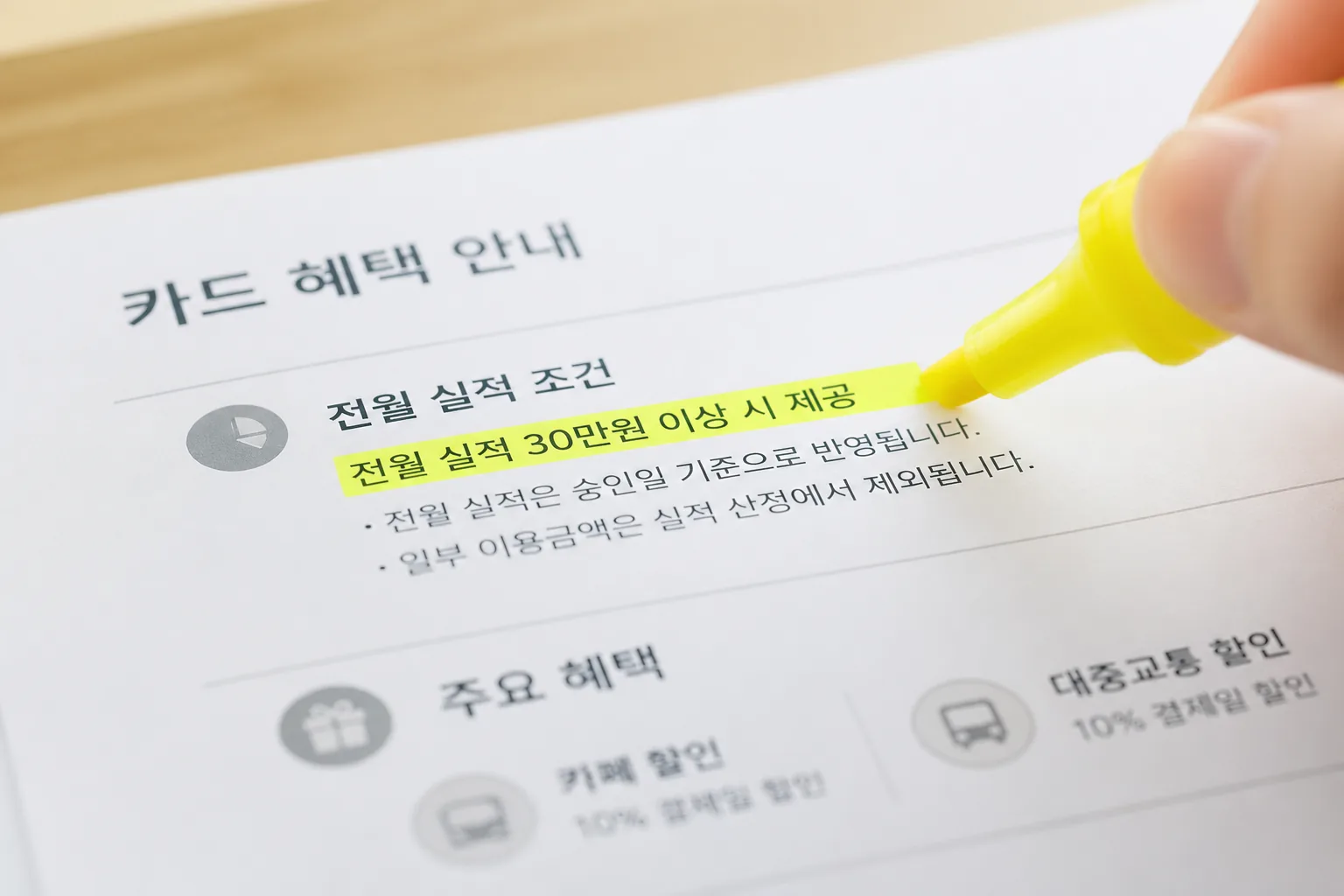신용카드 전월 실적 조건 확인