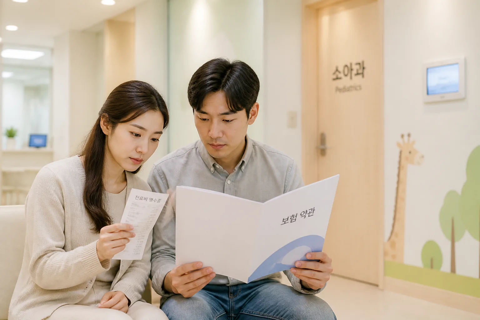 소아과 진료비와 보험 확인 장면