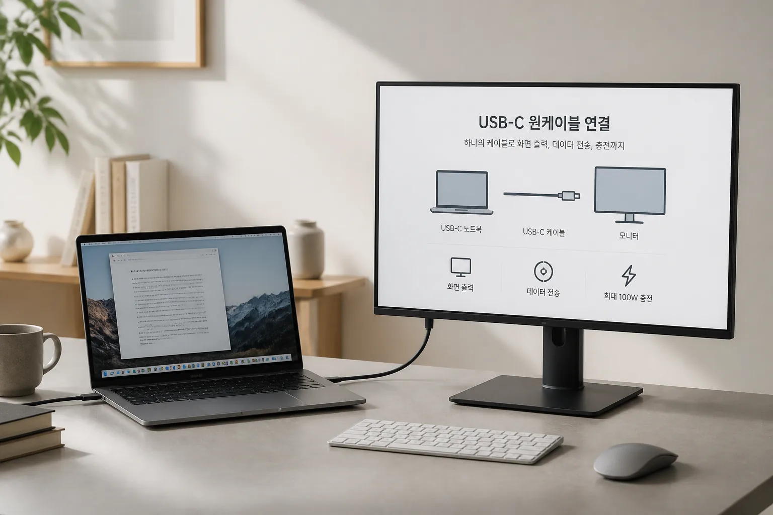USB-C 원케이블 연결 예시