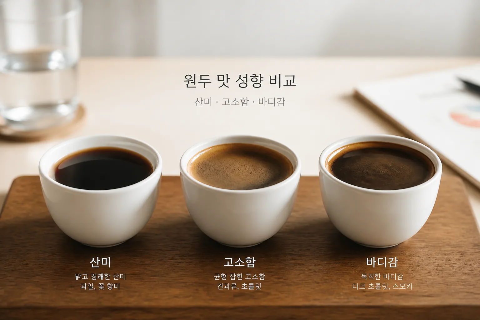 원두 맛 성향 비교 컵핑 이미지