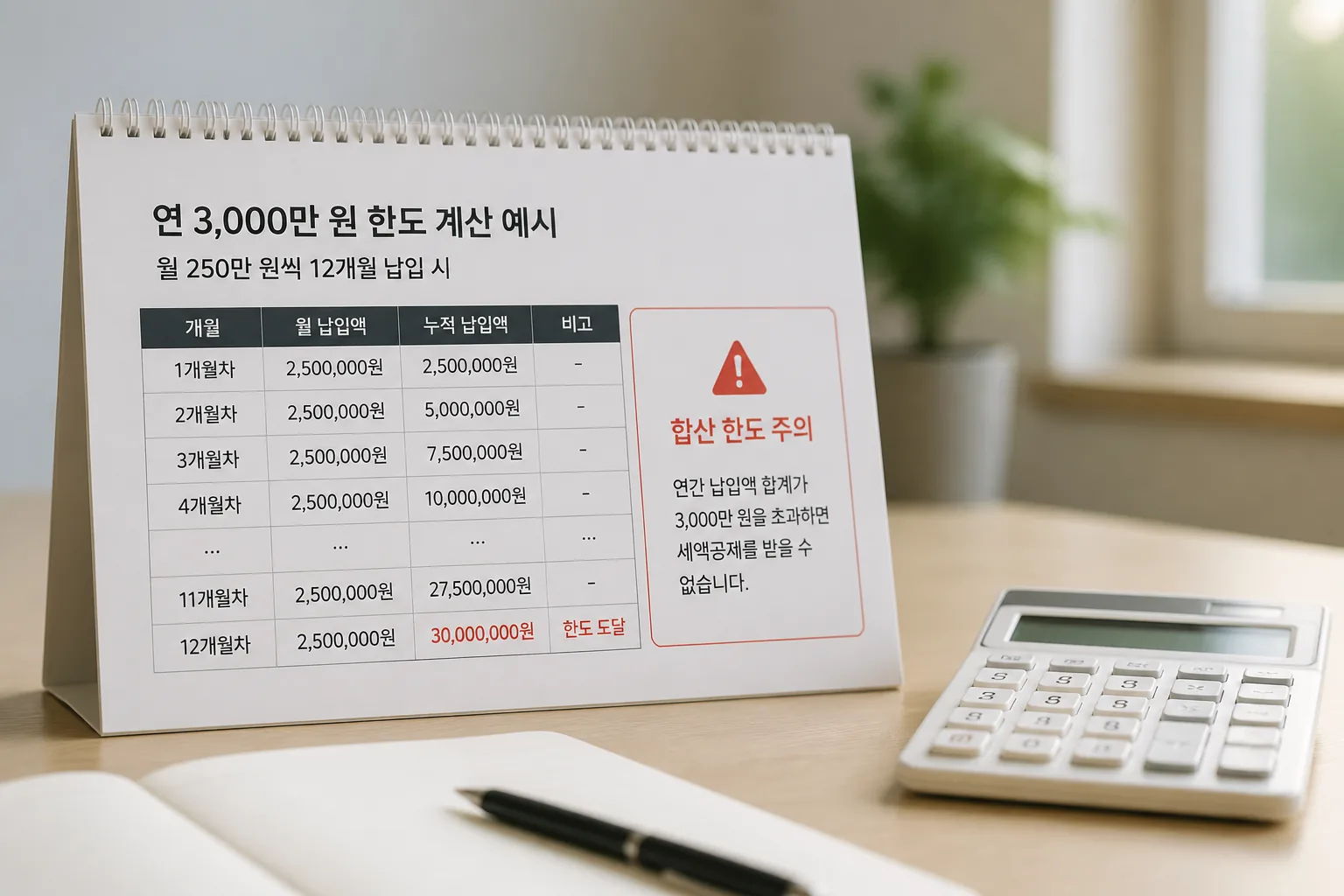 연 3000만 원 한도 계산 예시
