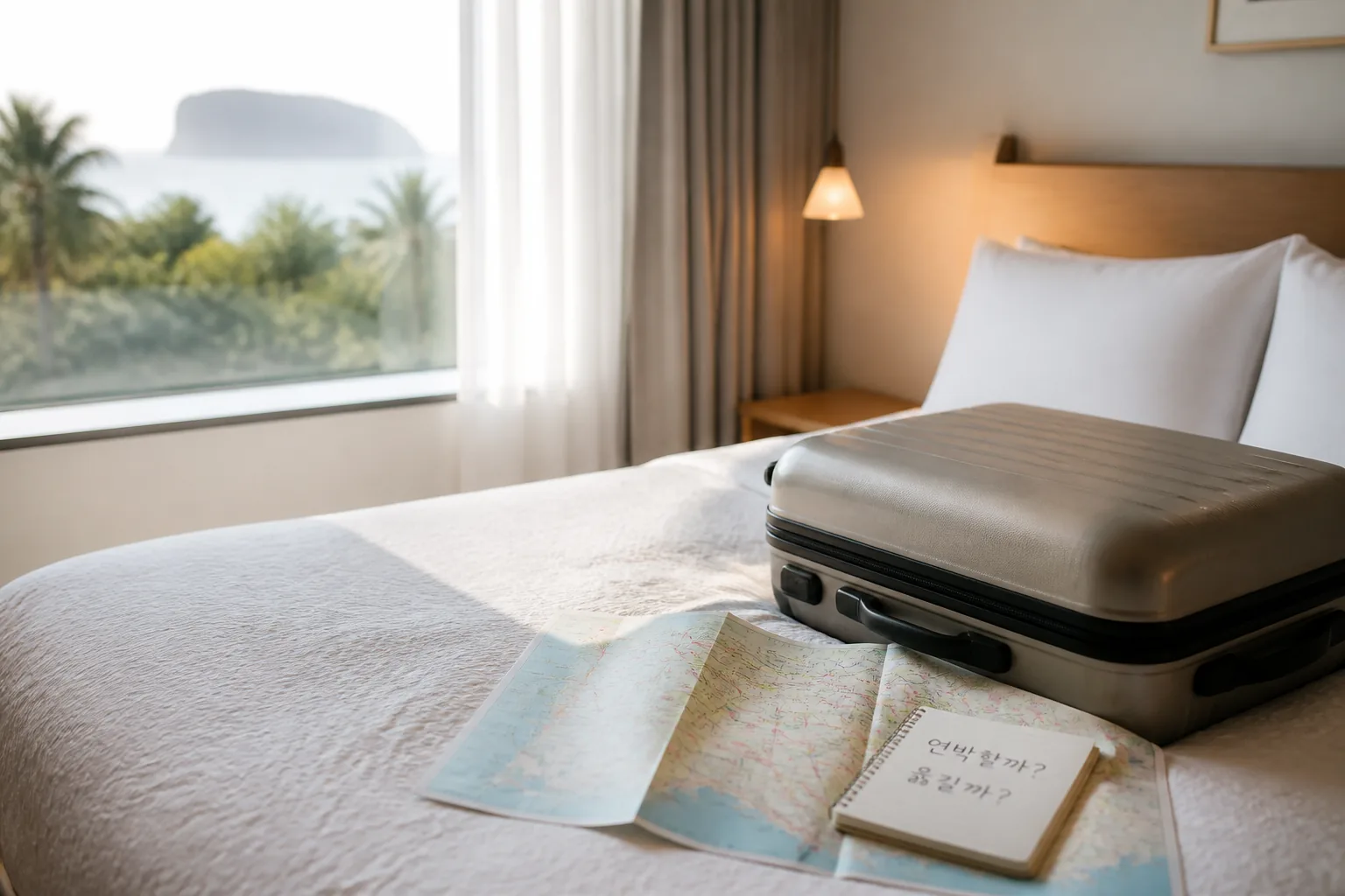 연박과 숙소 이동 고민을 보여주는 장면
