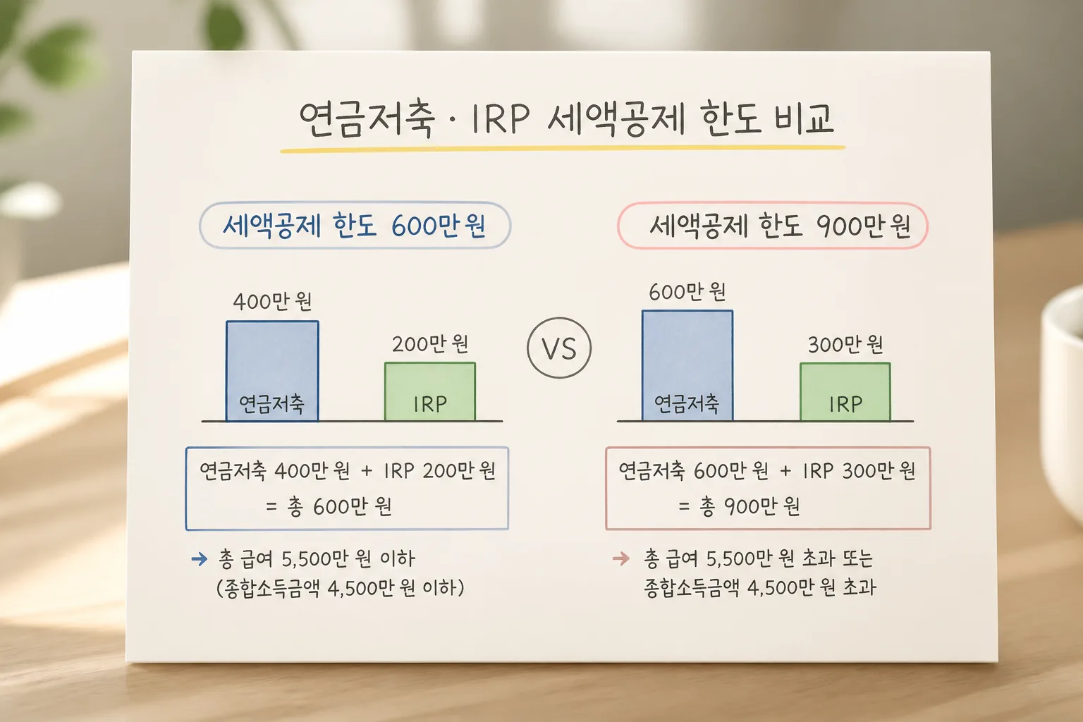 연금저축 IRP 세액공제 한도 비교