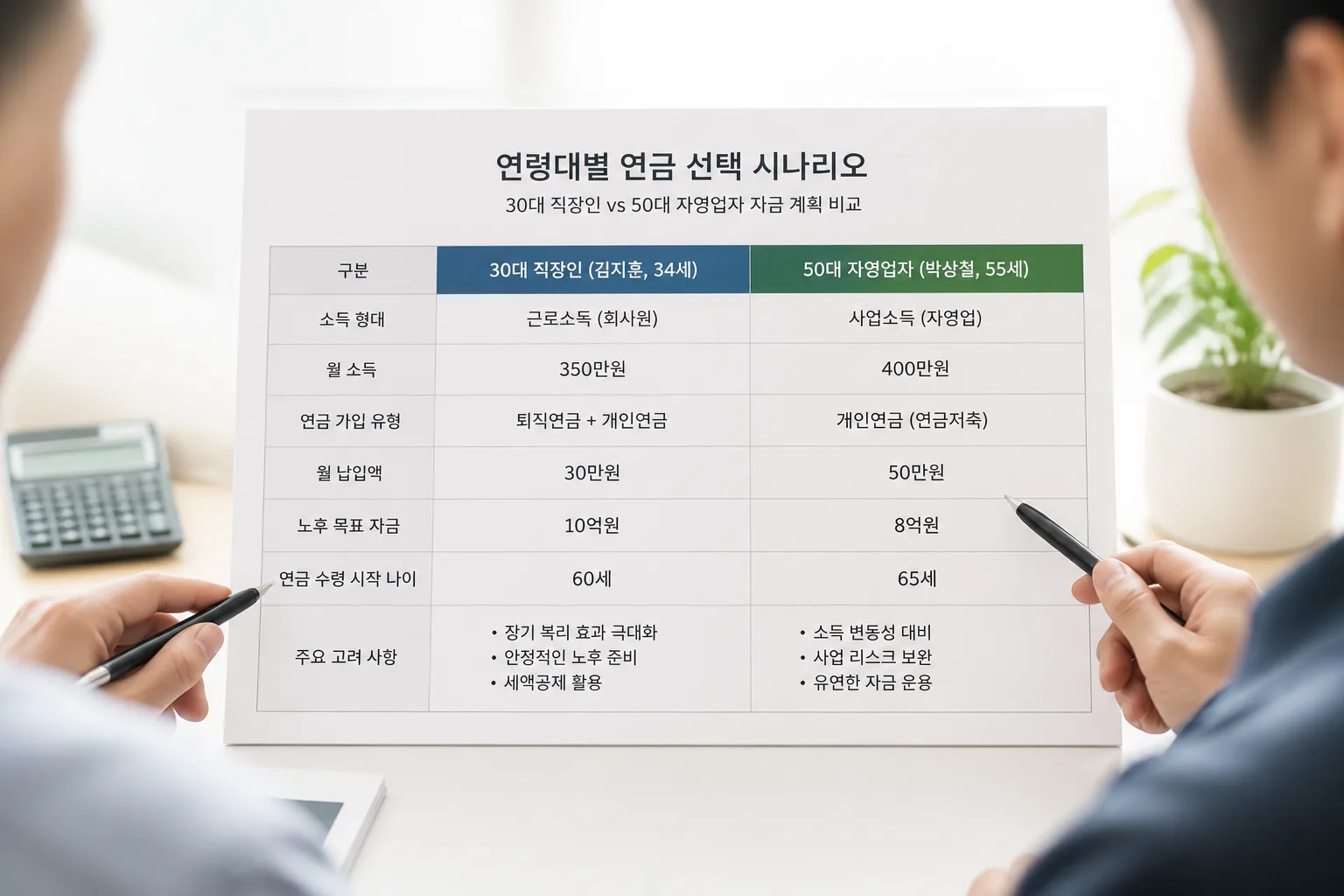 연령대별 연금 선택 시나리오