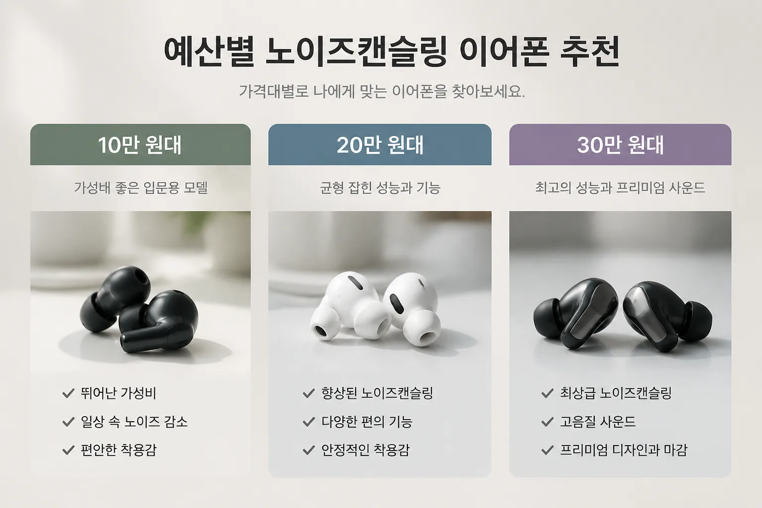 예산별 노이즈캔슬링 이어폰 추천